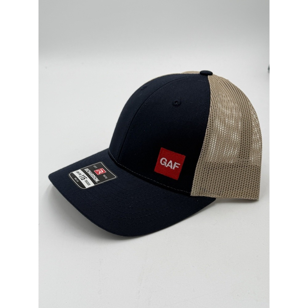 GAF Snapback Trucker Hat Blue One Size Adjustable Mesh Back 6 Panel Richardson
